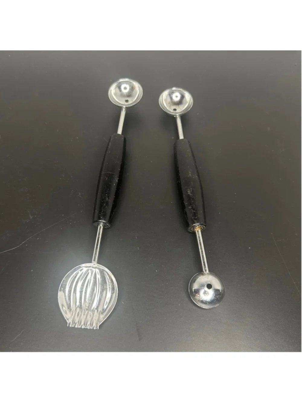 Vintage USA Ecko Melon Baller & Butter Curler Utensil Set w/ Black Handle